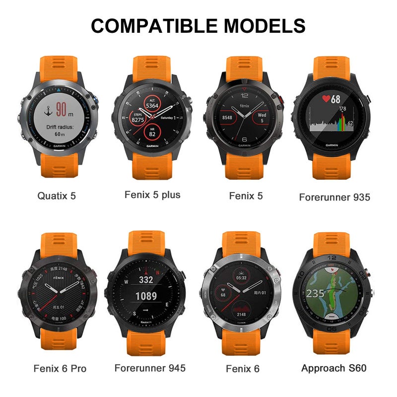 ISABAKE Band for Garmin Forerunner 935/Forerunner 945/Forerunner 745,Compatible with Fenix 5/ Fenix 5Plus/ Fenix 6/ Fenix 6 Pro/Approach S60,Soft Silicone 22mm Replacement Bands - Image 3